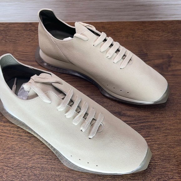 𝅺RICK Owens New Minimal Runner Sneaker In 110 Milk/Clear Size 7 EU37 - Picture 4 of 14